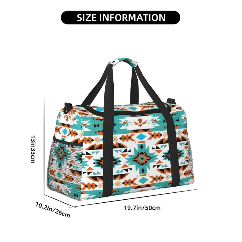 Duffle Bag Western Aztec Print Travel Duffel Bags for Men Women with Adjustable Strap Carry on Gym Bag Overnight Weekender Bag