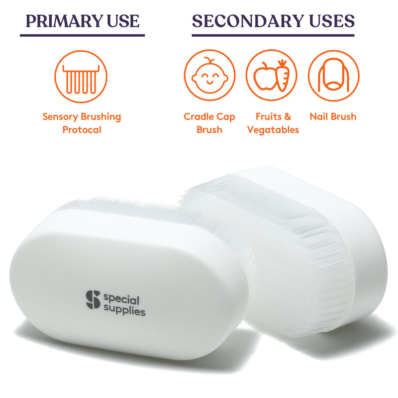 [Australia] - Special Supplies Sensory Brush Therapressure Therapy Brush for Occupational and Sensory Brushing, 2 Pack, Stimulating and Calming Tools for Kids and Adults, Soft Flexible Bristles, Latex Free 