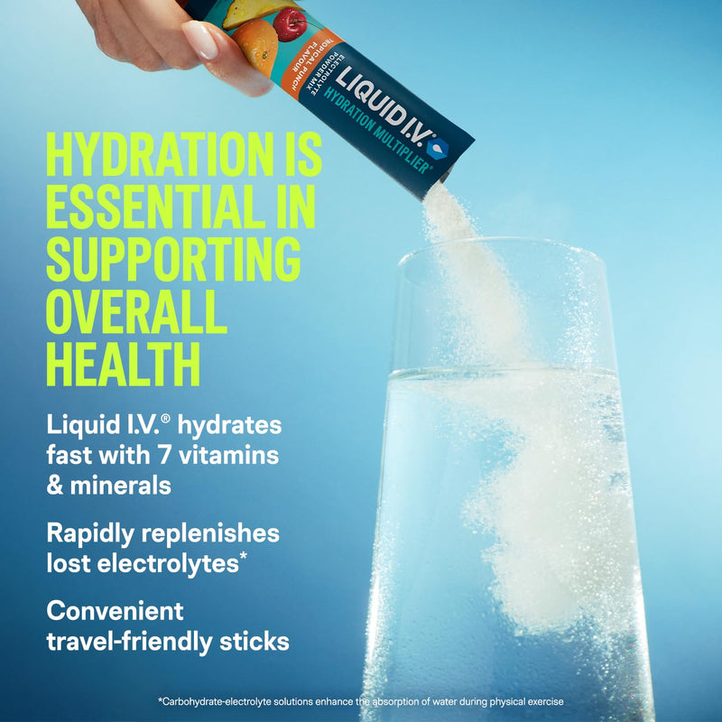 Liquid I.V. Hydration Multiplier Electrolyte Powder Variety Pack, Tropical Punch & Strawberry, Electrolytes With 7 Vitamins & Minerals For Fast Hydration & Energy, Vegan and Gluten Free, 32 Sachets Tropical Punch + Strawberry