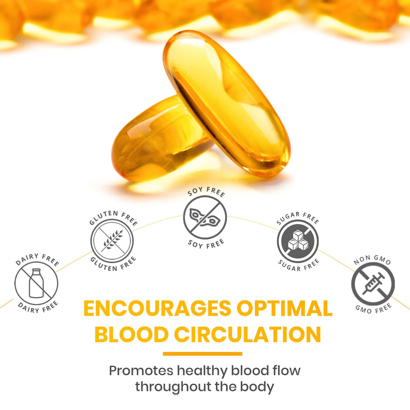 Omega 3 Fish Oil 1000mg, Pack of 60 Soft Gel Capsules (2 Months Supply), Double Strength 180mg EPA and 120mg DHA, Supports Eye, Heart & Brain Health for Men & Women - UK Made 60 count (Pack of 1)