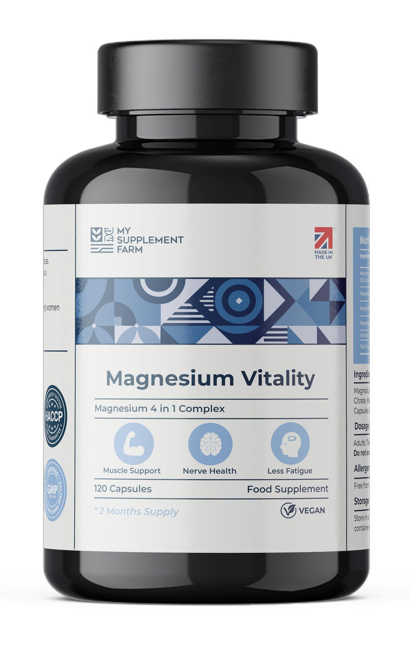 4 in 1 Magnesium Supplements Complex - 1900 mg with Glycinate Citrate Malate & Oxide | High Strength Magnesium 403mg - 120 Capsules & 2 Month Supply | High Absorption