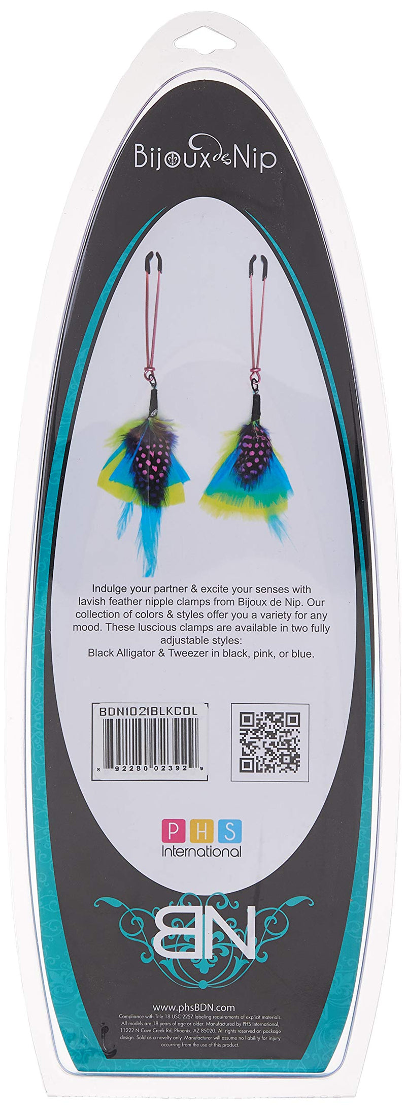 Nipple Clamp Wide Tweezer Black, Feather, Color 2 Count (Pack of 1)