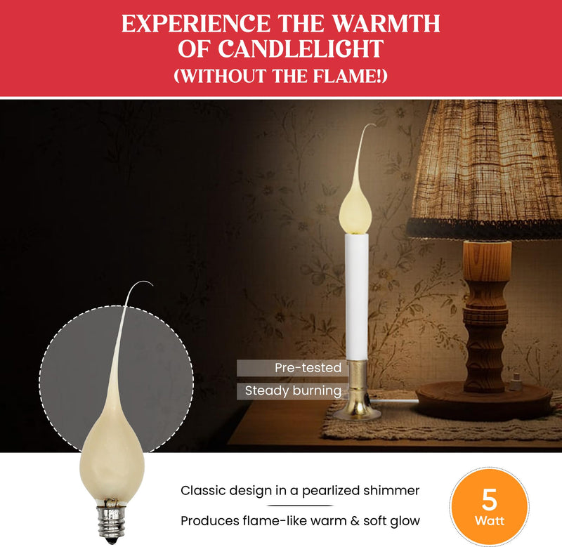 [Australia] - Creative Hobbies® Country Style Silicone Dipped Candle Light Bulbs (Pkg of 10 Bulbs) ~ 5 Watt Pearlized Silicone, Gold Glow 