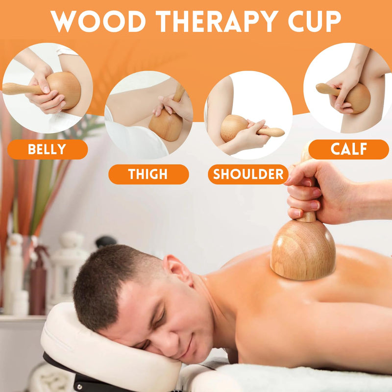 [Australia] - Wood Therapy Massage Tools, Maderoterapia Kit with Lymphatic Drainage Massager, Wooden Body Sculpting Tools, Pain Relief Wooden Massage Roller, Wood Therapy Tools for Body Sculpting & Shaping (5Pcs) 