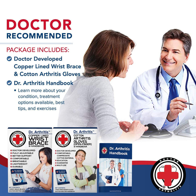Dr. Arthritis Bundle: Copper Lined Wrist Support (Single) + Compression Gloves (L)