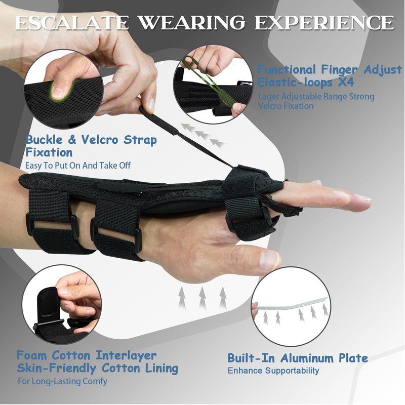 Radial Nerve Palsy Splint, Adjustable Finger Extension Brace, Lift Elastic Splint for Drop Wrist, Radial Nerve Injury, Mcp Arthroplasty, Crutch Palsy Treatment, Fit Left & Right Hand Aluminum Plate