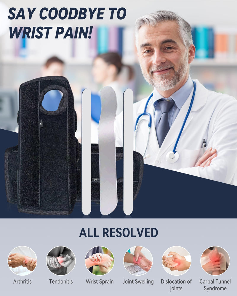 [Australia] - Carpal Tunnel Wrist Brace - 2 Pack Adjustable Wrist Wraps, 3 Straps & 3 Aluminum Bars Support for Women Men Office Home Fitness Use for Arthritis Tendonitis Sprain Discomfort Wrist Bands (Medium) Medium 