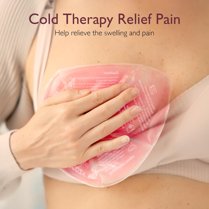 [Australia] - Momcozy Larger Breast Therapy Packs, Hot and Cold Breast Pads with 2 Soft Covers, Breastfeeding Essentials for Relieve Clogged Ducts, Nipple Pain, Engorgement, 2 Pack pink 