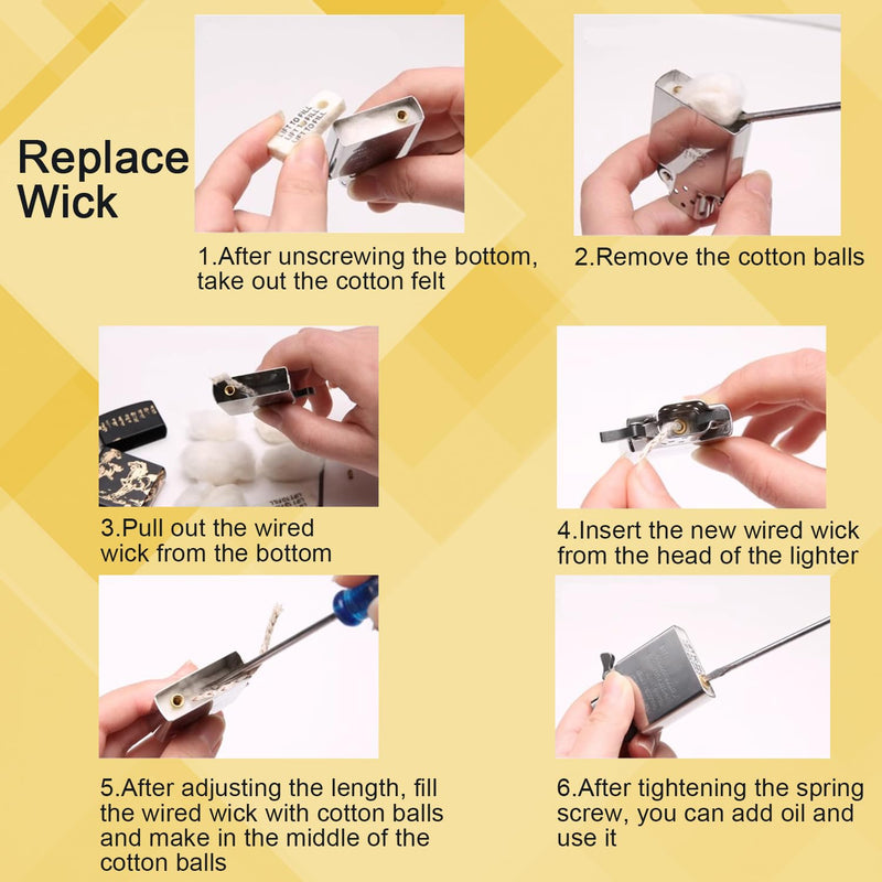 [Australia] - Ultimate Consumption Supplies Package for Petrol Fuel Lighter,Lighter Repair Kit for Flint Stones,Cotton Wick, Flint Spring Rubber Gaskets (A# Forzipo) A# Forzipo 