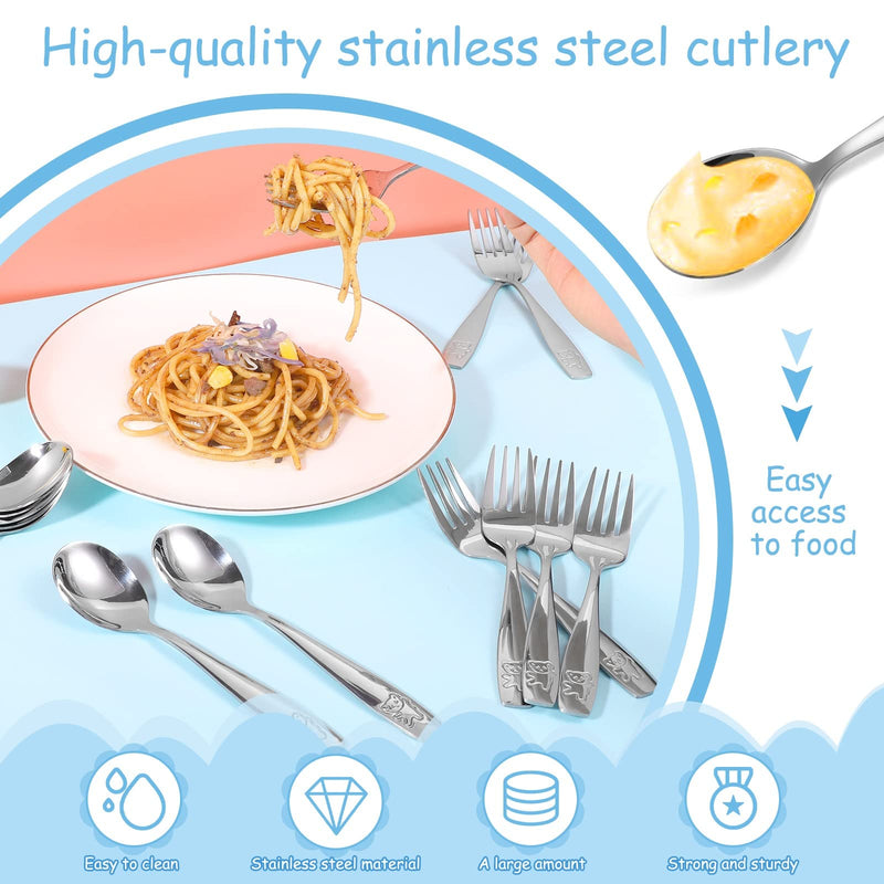 [Australia] - Pimoys 6 Pieces Toddler Utensils Kids Silverware Stainless Steel Toddler Forks and Spoons Set, Metal Children's Safe Flatware Kids Cutlery Set, 3 x Child Forks, 3 x Children Spoons 