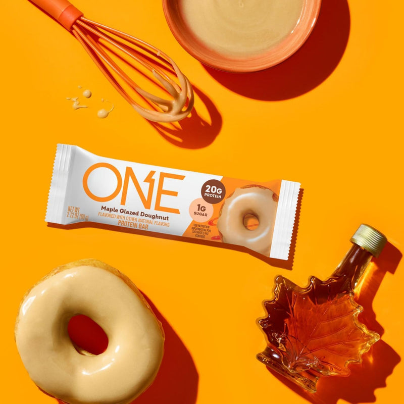 [Australia] - ONE Protein Bars, Maple Glazed Doughnut, Gluten Free with 20g Protein and 1g Sugar, Pantry Staples, 2.12 oz (12 Count) 