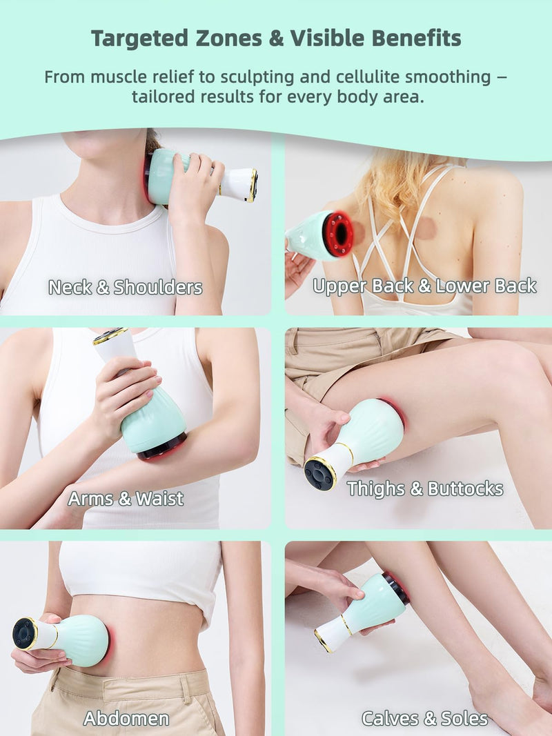 Electric Lymphatic Drainage Massager with Pulse Therapy & Heat – 12-Level Cupping Massage Device for Cellulite Reduction, Body Sculpting, Deep Tissue Pain Relief & Muscle Recovery