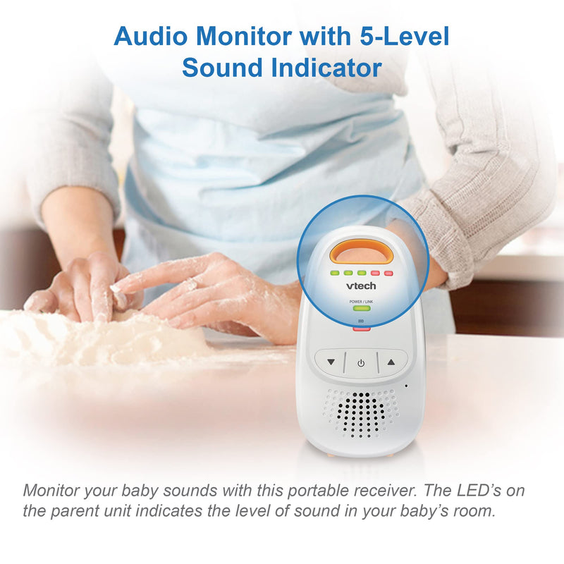 [Australia] - VTech DM1411 Audio Baby Monitor & Portable Soother Dual-Unit Rechargeable Battery, Long Range, Soft-Glow Night Light, Soothing Sounds & Lullabies, Digital Wireless Transmission, Sound Indicator 