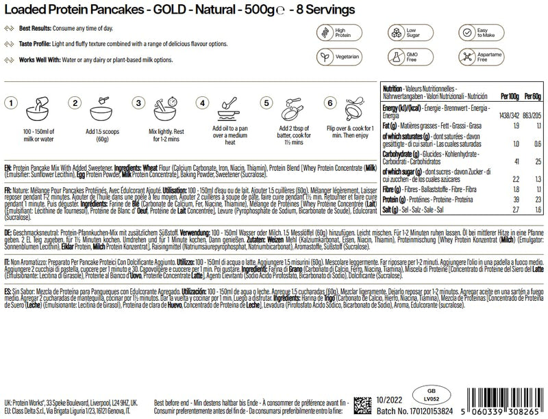 Loaded Protein Pancakes - Unflavoured - 500g Natural 500g (8 Servings)