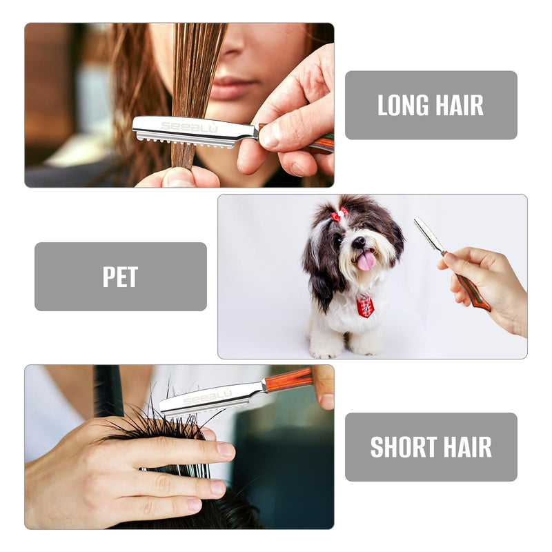 Hair Razors for Cutting, Wood Handle Hair Styling Razors, 10PCS Replaceable Stainless Steel Razor Blades, Professional Thinning Texturizing Razor for Women.