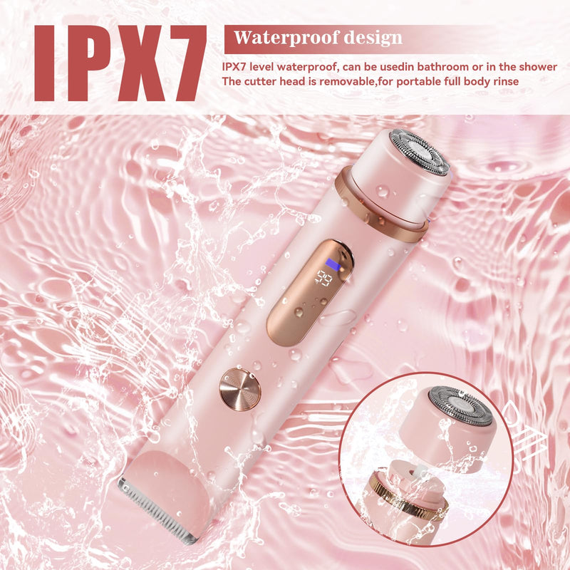 [Australia] - Bikini Trimmer for Women 2in1 High Power Epilators Hair Removal Waterproof Electric Razors Women's Electric Razor Pubic Hair Trimmer Shaver for Women for Ladies Pubic, Face, Underarms, Legs (Pink) Pink 