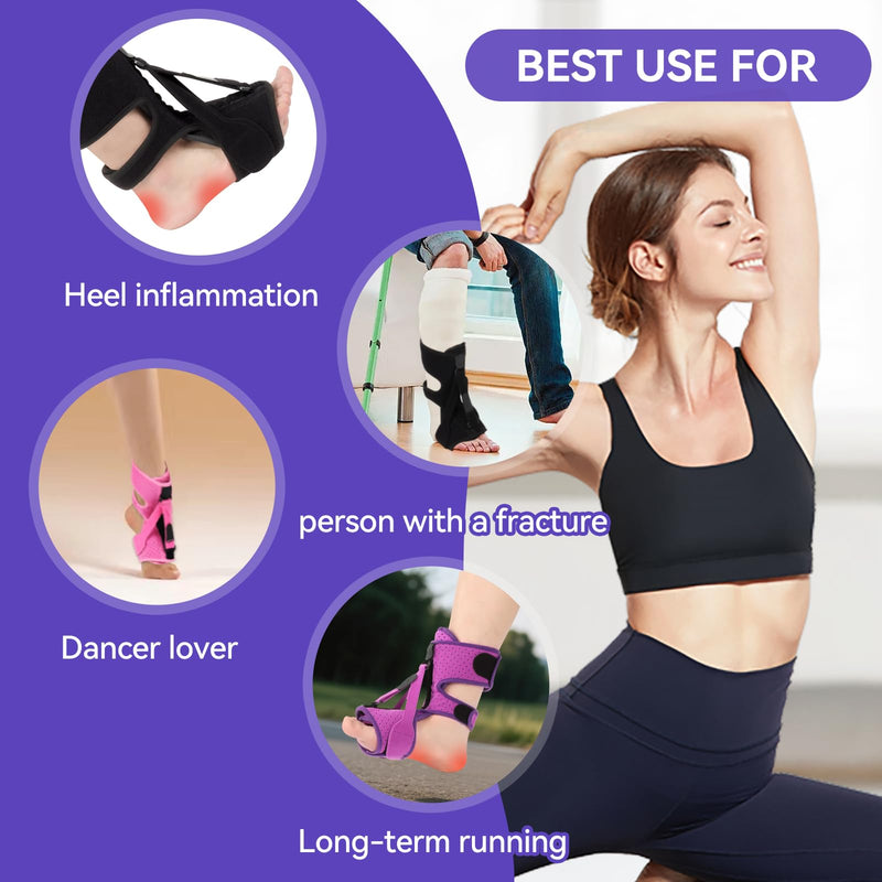 Plantar Fasciitis Night Splint, 3-Adjustable Relief with Massage Balls & Arch Support, For Men & Women(Black) Black