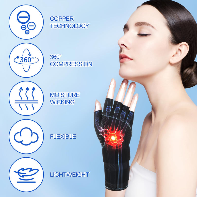 [Australia] - CHIYAN Carpal Tunnel Wrist Brace with Copper Arthritis Glove, Adjustable Metal Splint Stabilizer Wrist Support Women Men for Day Night Sleep Pain Relief Work, Typing, Tendonitis, Sprains Left Hand Large/X-Large 