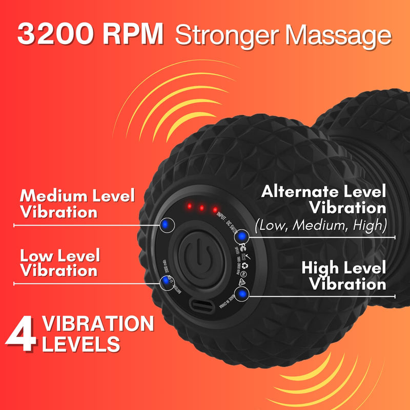 [Australia] - ZeenKind Vibrating Peanut Massage Ball, Ultra Strong Rechargeable Therapy Roller, Trigger Point Massager for Back Neck Foot Muscle Pain, Myofascial Release & Plantar Fasciitis Relief Peanut Ball-stronger Vibration 