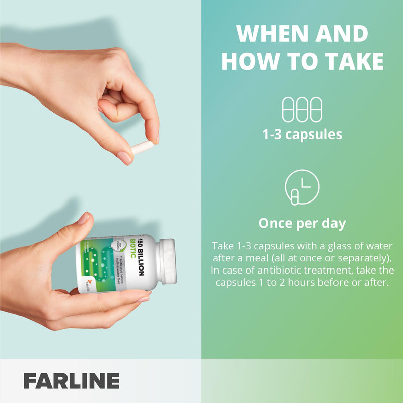Probiotic Capsules with 150 Billion CFU, Highest Concentration, Bacterial Cultures Supplement with Chicory Root, Inulin, 30 Capsules, 150 Billion Biotic by Sensilab