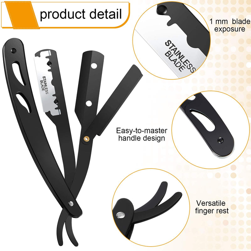 [Australia] - Honoson Professional Straight Razors for Men Navajas Para Barbero Barber Straight Razor Kit with Neck Duster Brush and 40 Pieces Double Edge Blades for Hair Salons, Gifts 