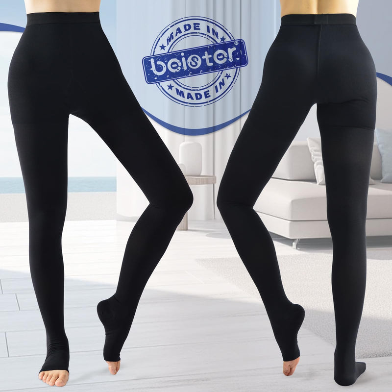 [Australia] - beister Medical Compression Pantyhose Women & Men,20-30mmHg Open Toe Thigh High Compression Tights Graduated Support Black X-Large 