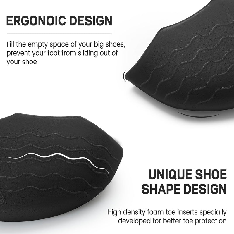 [Australia] - Shoe Fillers Inserts for Loose Shoes - Anti Slip Toe & Heel Pads with Ergonomic Design | Adjustable Insoles for Big Shoes Prevent Heel Slippage | Unisex Comfort. Black M:(Half to One Size Bigger) 
