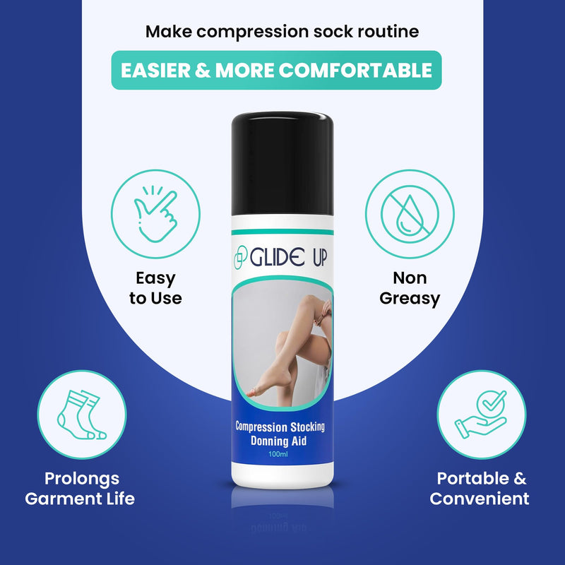 [Australia] - Compression Sock Aid Lubricant Spray - Hypoallergenic Sock Aids for Putting on Socks, Stocking Donner for Putting on Compression Stockings - Non-Greasy & Non-Sticky Formula, 3.38 fl.oz. 
