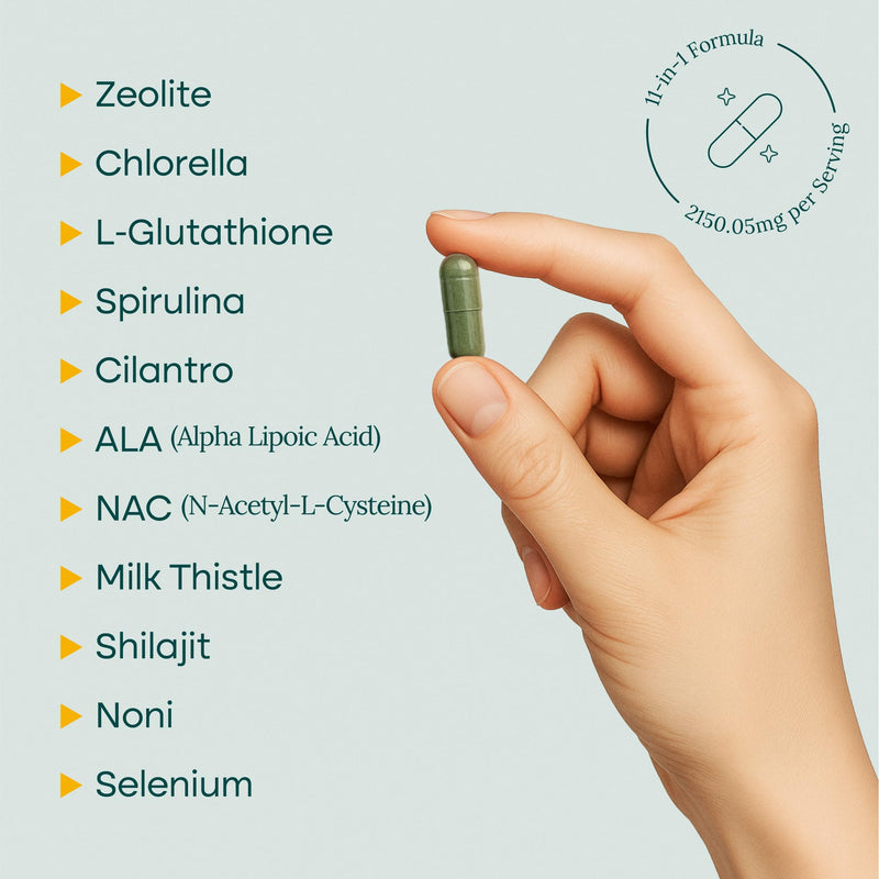[Australia] - Liver Cleanse Detox & Repair for Heavy Metal Detox, Gut Health, and Energy - Zeolite for Adults with Noni, Glutathione, NAC, Chlorella, Spirulina, ALA, Cilantro, Milk Thistle & Shilajit, 90ct 