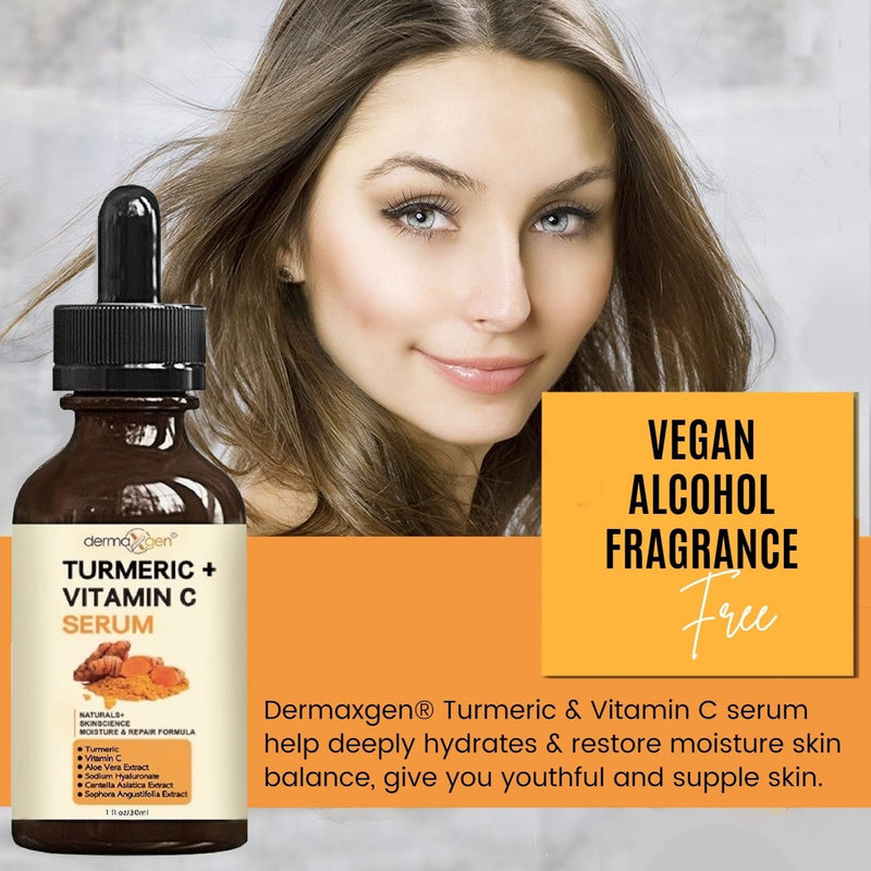 Turmeric and Vitamin C Anti-Aging facial serum, PURE ORGANIC Reduce Wrinkles, Improve Blemishes and Acne, Skin firming and Intensive Moisturizing & hydrating Serum for all skin Types (1 fl oz)) 1 Fl Oz (Pack of 1)