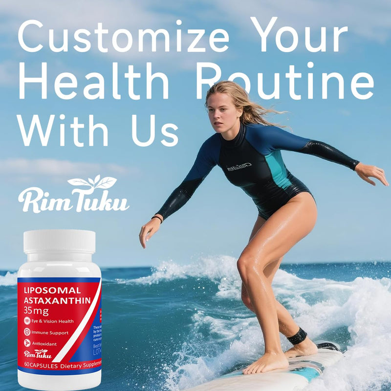 [Australia] - 35mg Liposomal Astaxanthin Supplement - Powerful Antioxidant Support for Skin, Joint & Eye Health - Natural Anti-Aging Formula with Pure Astaxanthin - Vegan, Non-GMO, 60 Capsules 
