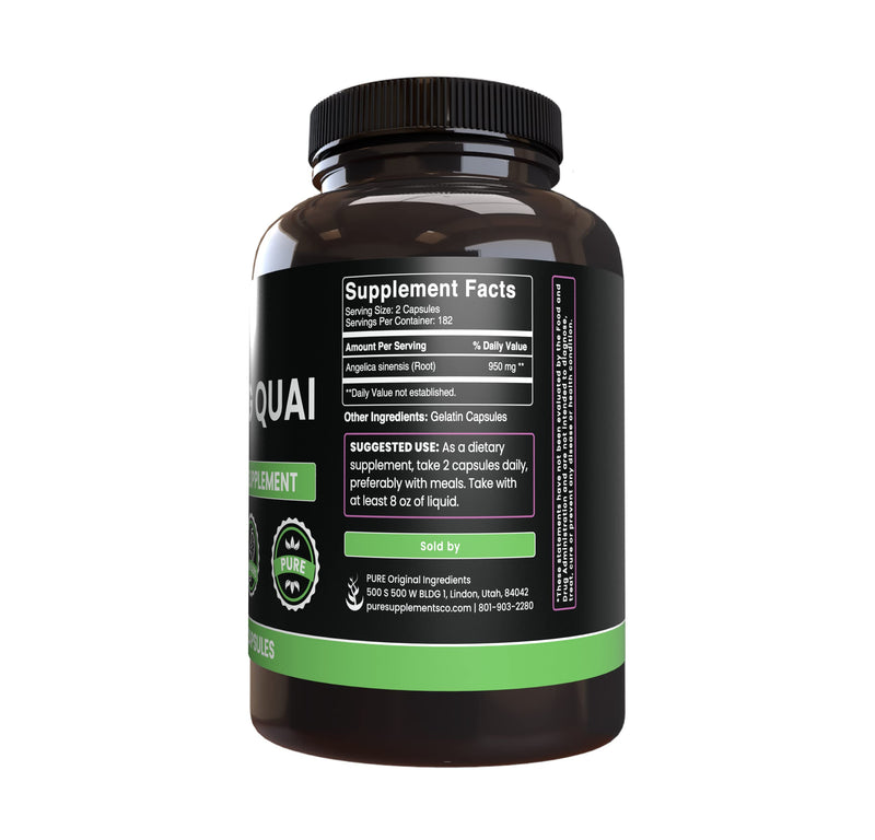 [Australia] - PURE ORIGINAL INGREDIENTS Dong Quai, (365 Capsules), No Magnesium Or Rice Fillers, Always Pure, Lab Verified 365 Count (Pack of 1) 