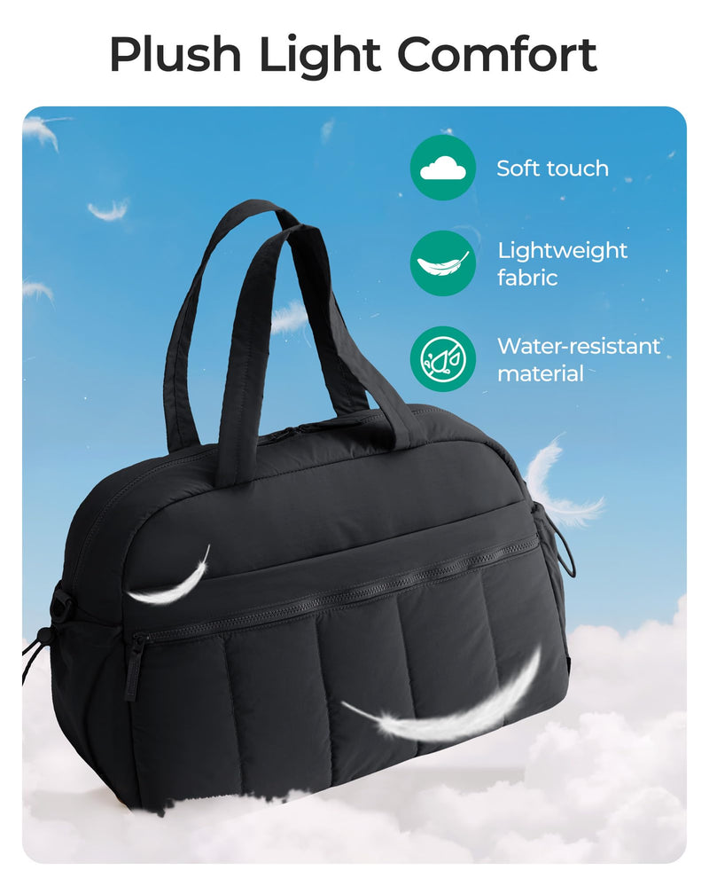 BAGSMART Duffle Bag for Travel, Gym Bag for Women, Weekender Carry on | PVC Wet Pocket, Airline Approved Personal Carry-on Size, Fits Under-seat, One Bag for Gym, Travel, Hospital, Overnight Black Large