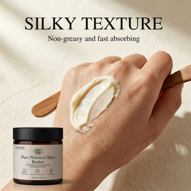Shea Butter, Organic Pure Nilotica Shea Butter, Relieve Dryness and Roughness, Deeply Moisturize the Skin, Body & Hair Care, Fast-Absorbing & Non-Greasy, 113g