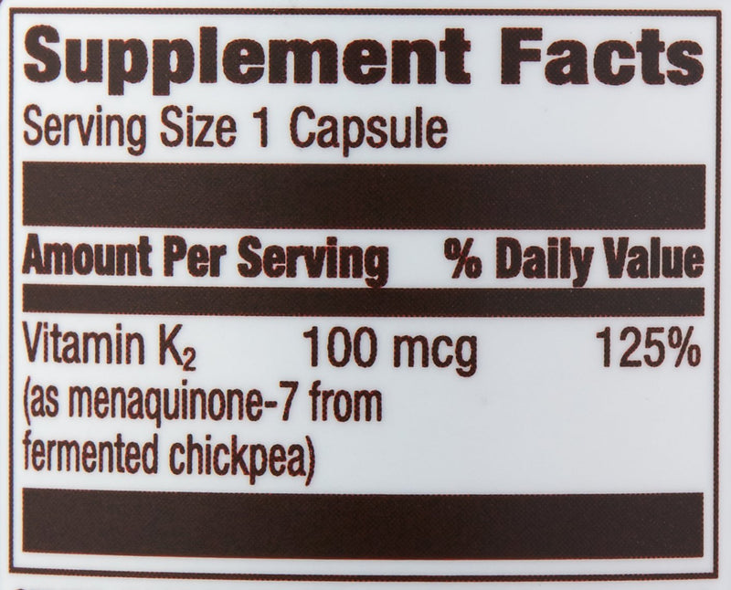 Amazon Elements Vitamin K2 100 mcg, Vegan, 65 Capsules, 2 Month Supply (Packaging May Vary) (Pack of 2) 65 Count (Pack of 2)