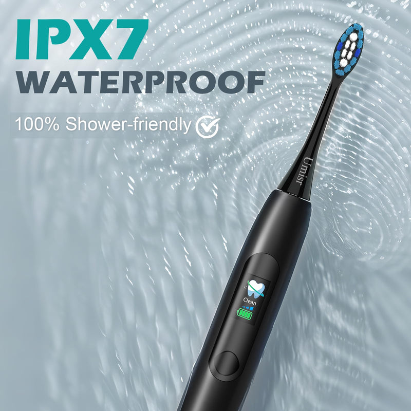 [Australia] - Electric Toothbrush for Adults - 90 Day Battery Life, Rechargeable Sonic Toothbrushes with Pressure Sensor, Smart Screen Travel Electric Toothbrush with Case, 5 Cleaning Modes & 3 Intensities Settings 