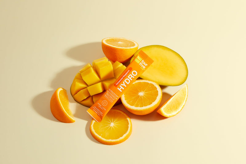 fourfive Hydration Sachets (Immune Support) - Hydro Electrolytes Powder with Vitamins, Wellmune® & Chaga Mushroom, Immunity for Defence - Orange & Mango, 30 Sachets 1 count (Pack of 30)