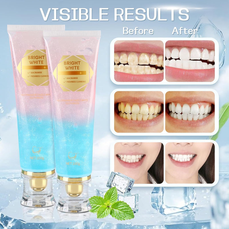 Niacinamide Whitening Toothpaste, Niacinamide Intensive Whitening Toothpaste, Enamel Protection & Long-Lasting Fresh Breath, Stain Removal - Daily Use for Improves Gum Health, Deep Cleaning Care (2) 2