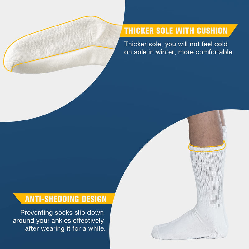 [Australia] - Extra Width Socks for Swollen Feet-4 Pairs Hospital Grip Socks,Bariatric Socks,Diabetic Socks for Women Men 13-15 Black 