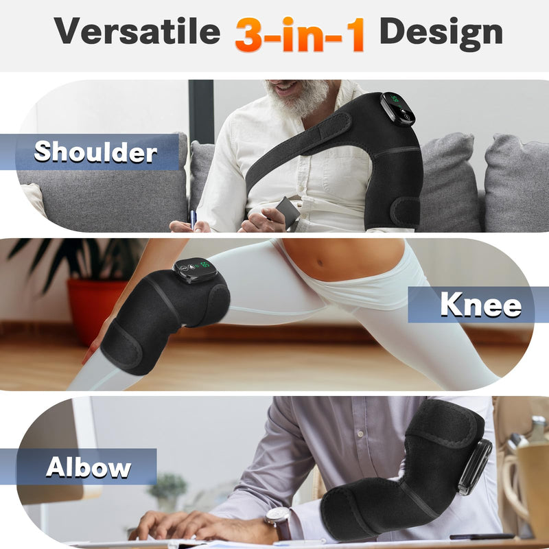 Cordless Knee Massager for Pain Relief, Knee Heating Pad for Knee Pain, Knee Massager with Heat, Heated Knee Massager, Newly 4 Powerful Motors, 5 Heats and 5 Massage Modes