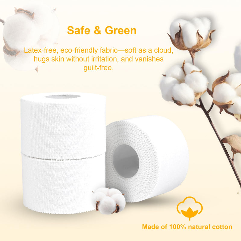 [Australia] - Athletic Tape, White Cotton Elastic Sports Tape, Very Strong Easy Tear No Sticky Residue Tape for Ankle, Wrist, and Injury Taping, Suitable for Climbing, Basketball（1.5in*10yd） (White, 6 Pack) 