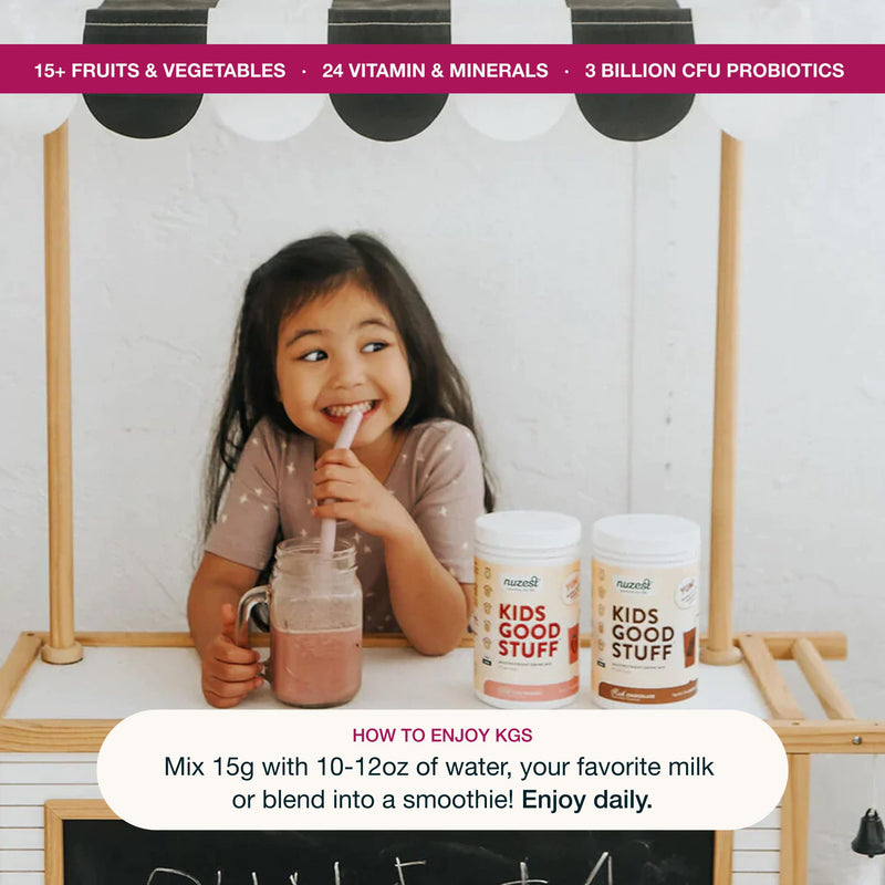 Nuzest - Kids Good Stuff - Vegan Smoothie Mix - Wild Strawberry - Multivitamin Nutritional Supplement Protein Shake - Dairy Free - Supporting Growth and Development - 225g/ 7.9 oz (15 Servings) 7.9 Ounce (15 Servings)
