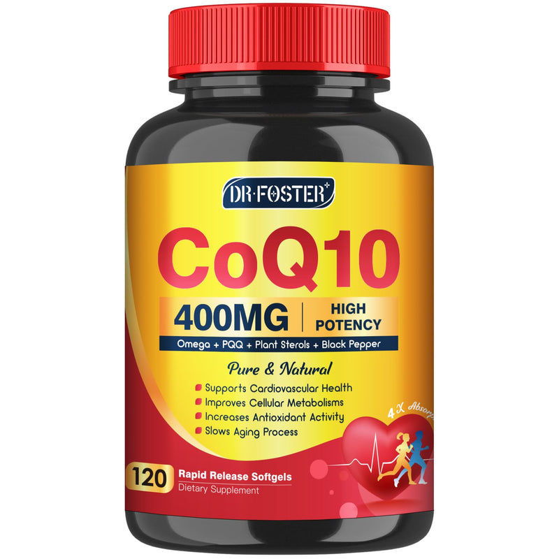 [Australia] - CoQ10 400mg SoftGels COQ10 - CQ10 Coenzyme Q10 Supplement, Plus PQQ, Omega 3, and Vitamin E, for Heart and Cellular Energy, 120 Servings 