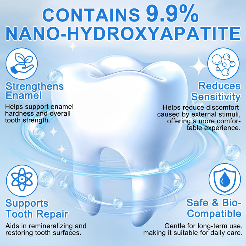 9.9% Hydroxyapatite Toothpaste, (2PCS) Nano Hydroxyapatite Toothpaste for Enamel Protection and Tooth Strengthening, Gentle Mint, Fresh Breath, Daily Use for Oral Health 4.23 Ounce (Pack of 2)