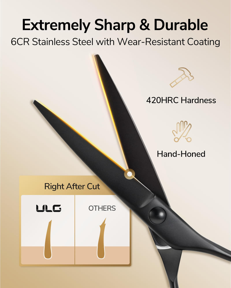 [Australia] - ULG Hair Cutting Scissors Set Professional Thinning Scissors for Hair Cutting All-in-One 9 Pcs Hairdressing Shear Set with 3 Professional Barber Shears for Salon/Home 9 Pcs Black 