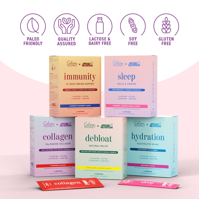 Applied Nutrition - Coleen Rooney - Marine Collagen - Anti-Aging Formula - Best Skin Rejuvenation - Best Joint Support - Radiant Complexion - (14 Sachets - 12.5g Each) (Strawberry) Strawberry