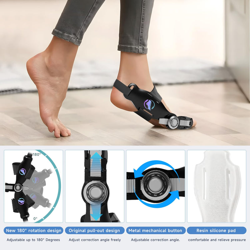 [Australia] - Bunion Corrector for Women & Men, Orthopedic Bunion Splint with Toe Separator Adjustable Toe Straightener Suitable for Left/Right Feet Hallux Valgus Relief(Black 1Pcs) Black 1 