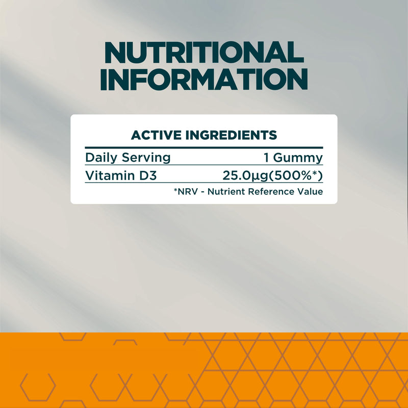 Vitamin D Gummies 25mcg - Support Immune System, Bone Health & Muscle Function - Orange - Vegetarian Friendly - 60 Gummies - Essential Vitamin D for Immune Boost, Bone Maintenance & Muscle Support