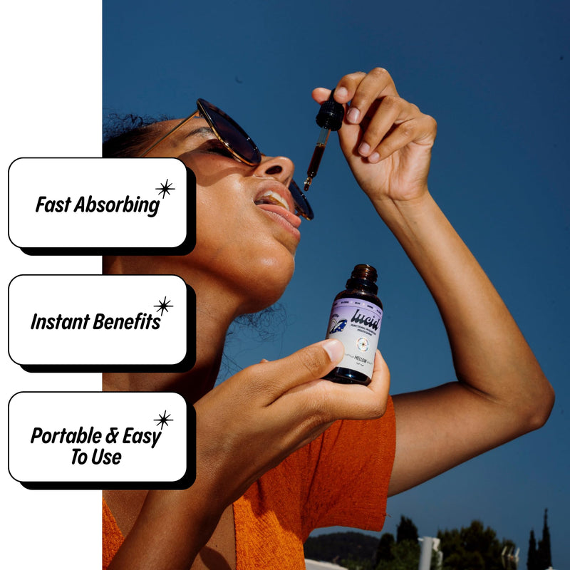Lucid Mellow Elixir – Sleep & Calm Support with Reishi, Lemon Balm, Passion Flower & L-Theanine – Lavender & Vanilla – 30ml, Alcohol Free, Vegan