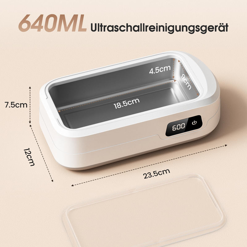 [Australia] - Ultrasonic Cleaner Glasses 49000Hz, 640ml Glasses Cleaner, Ultrasonic Cleaner with 4 Speeds, Ultrasonic Cleaner Suitable for Glasses, Jewelry, Watches, Dentures, Coins, etc. 